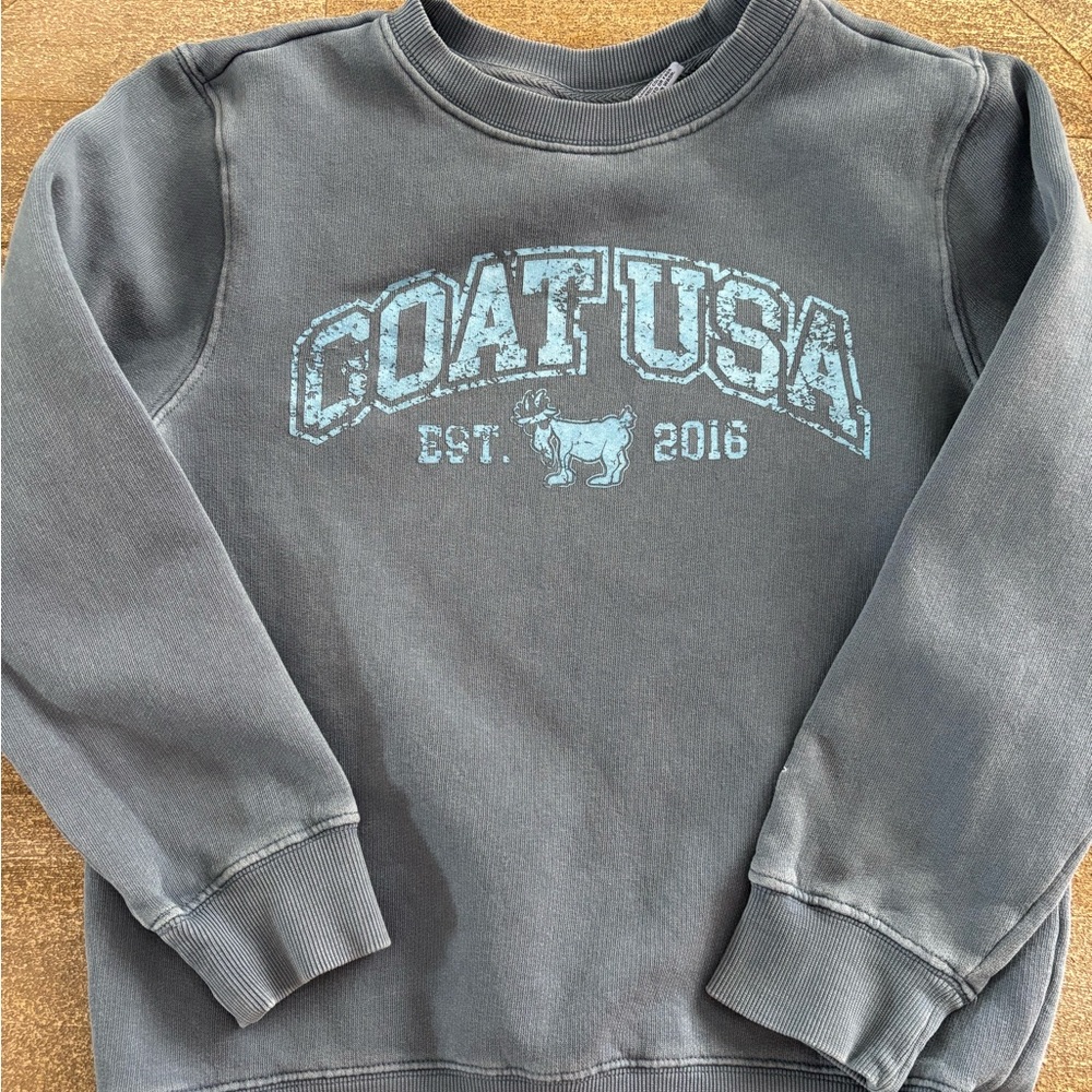 GOAT USA Youth Crewneck Sweatshirt in Faded Charcoal with Blue Logo